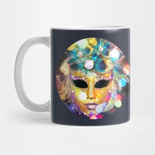 Golden Carnival Mask with peacock feathers Mug